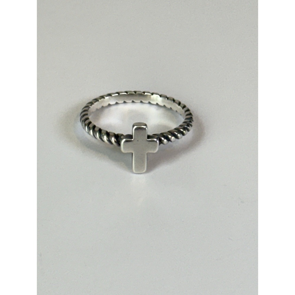 Retired James Avery Twisted Wire Cross Ring Sterling Silver 925 Size 7